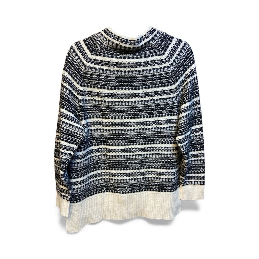 Talbots Black and White Patterned Turtleneck Sweater